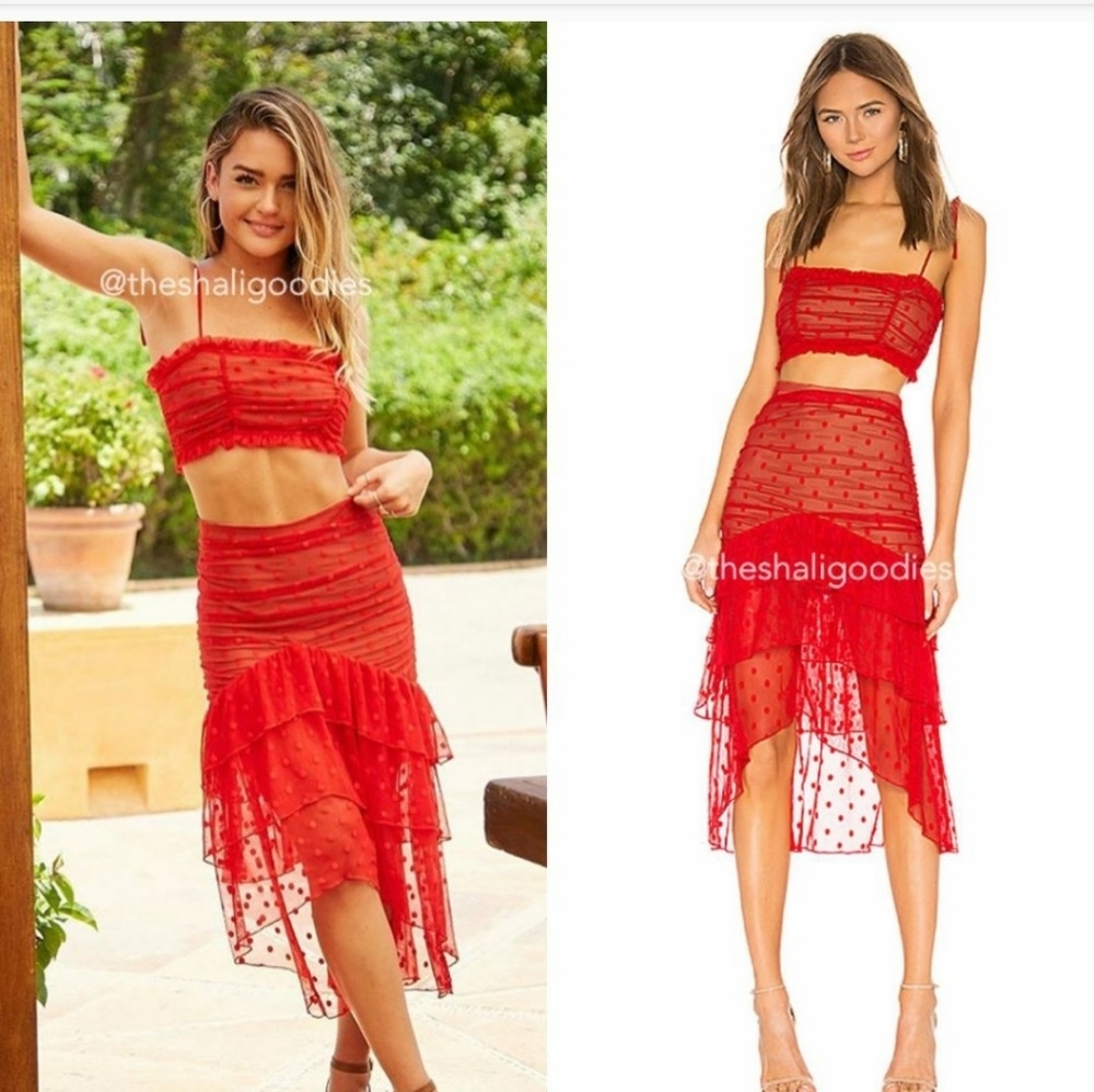 MAJORELLE Sawyer Top Heidi Skirt Polka Dot Dress